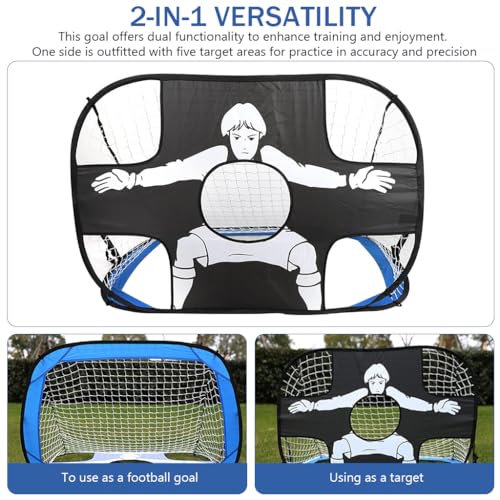 Proberos® Football Goal Post Net Kit Set with Carry Bag Portable Easy Setup Soccer for Indoor Outdoor Sport Games Mini Training Practice 2 PCS