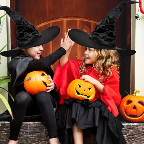 PATPAT® Pointed Top Witch Women Men Hat Character for Halloween Spider Pendant - Black