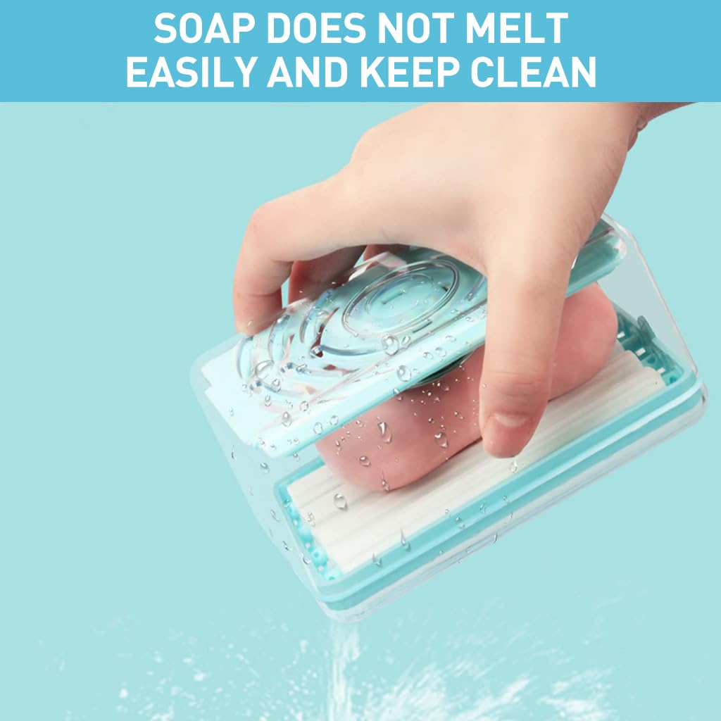 HASTHIP Mesh Soap Box 2 Pcs for Laundry and Bath featuring 4 Rolling Bar Case | PP Material 12.2x7.2x6.7 cm