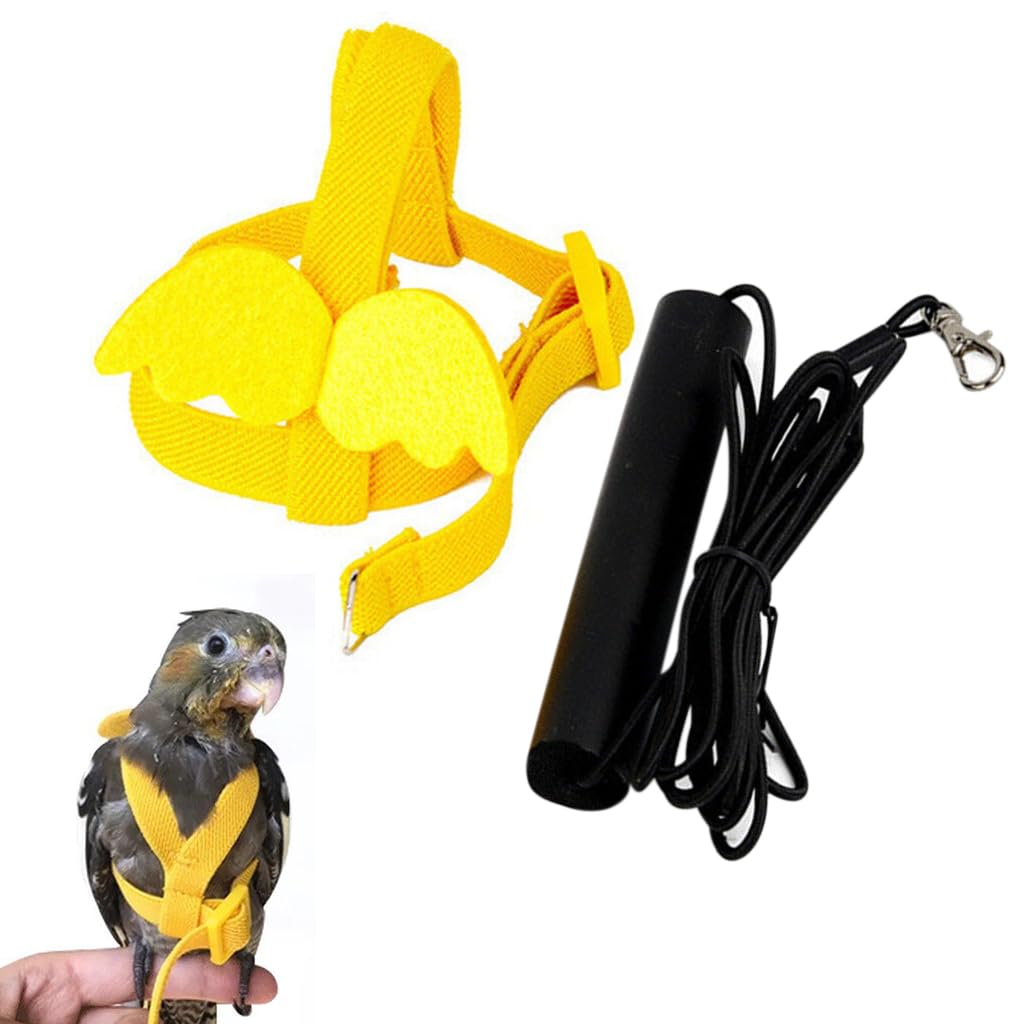 Qpets® Bird Harness, Pet Parrot Harness, Elastic String Mini Lightweight Outdoor Harness for Birds, Parrot Adjustable Belt for Bird Quick Release Strap Design, M