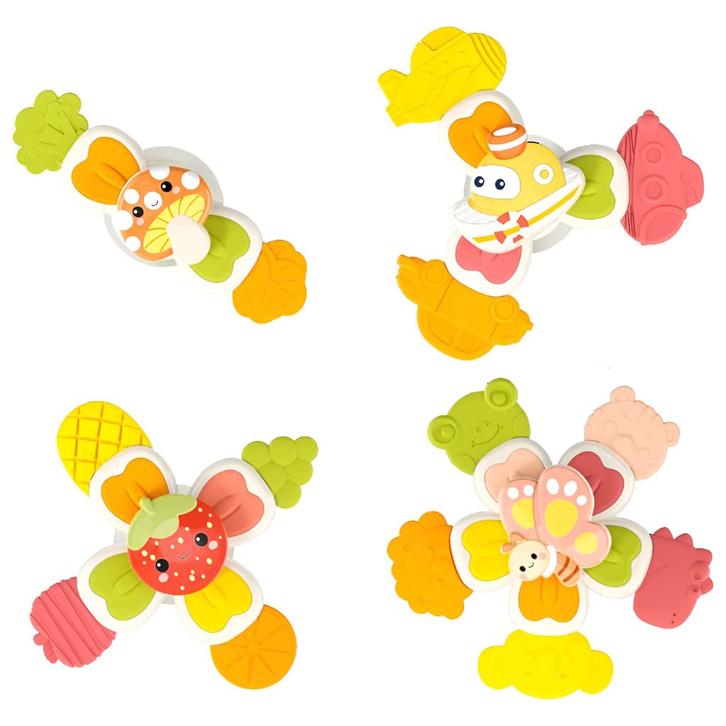 PATPAT Baby Bath Toys Set for Toddlers with Suction Cup and Spinning Design | 4pcs Sensory Gift