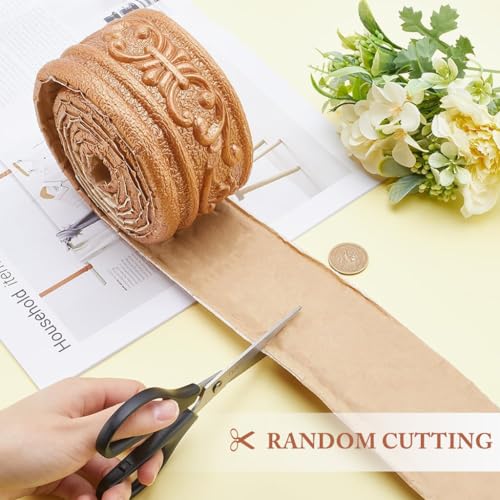 HASTHIP® 30Ft Vintage Wall Border Sticker, 3D Embossing Trim Decal, Peel Stick Foam Molding Trim Self Adhesive Crown Molding Wallpaper Border for Home Decor, Photo Frames, and Walls (Brown) 3 PCS