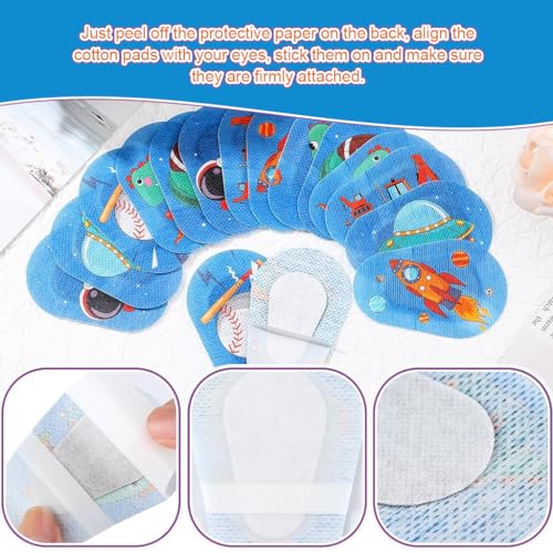 HANNEA® 40PCS Cartoon Print Eye Patches for Kids Boys Breathable Cotton Adhesive Patch for Lazy Eye Eyesight Correction Soft Non-Woven Fabric 3x2 Inches After Surgery Recovery Regular Size