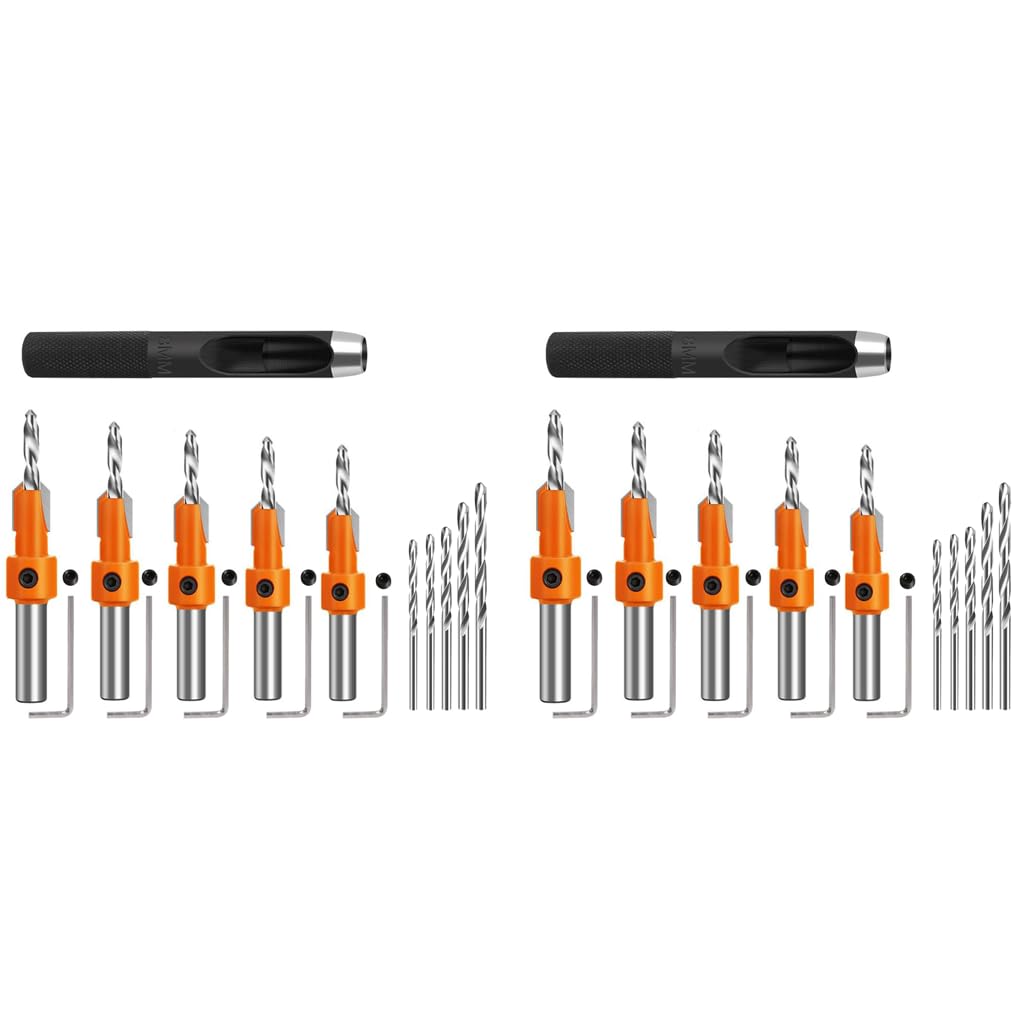 Serplex Wood Countersink Drill Bit Set for Woodworking with 40PCS 8mm Round Shank | #45 Carbon Steel