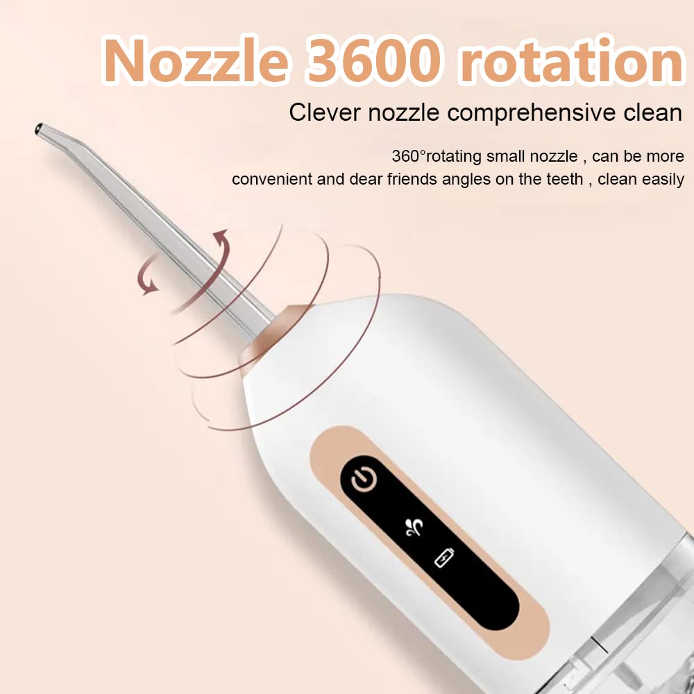 HANNEA Cordless Dental Flosser for Teeth with 200ml Tank featuring 3 Modes & 360° Jet Tip | USB Rechargeable IP44 Waterproof Design