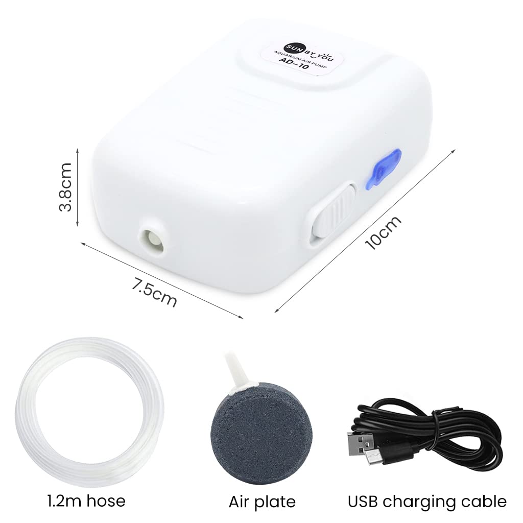 HASTHIP Fish Tank Air Pump for Small Aquarium featuring Silent Design and 1.2L/min Flow | USB Powered Oxygen Aerator