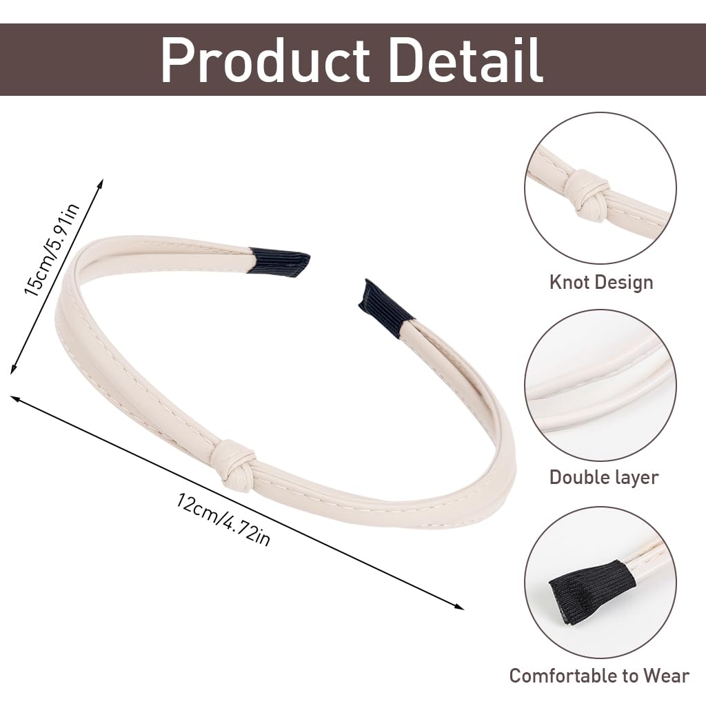 PALAY Hair Band Set for Women with Non Slip Grip and Knotted PU Leather Design | 5 Colors