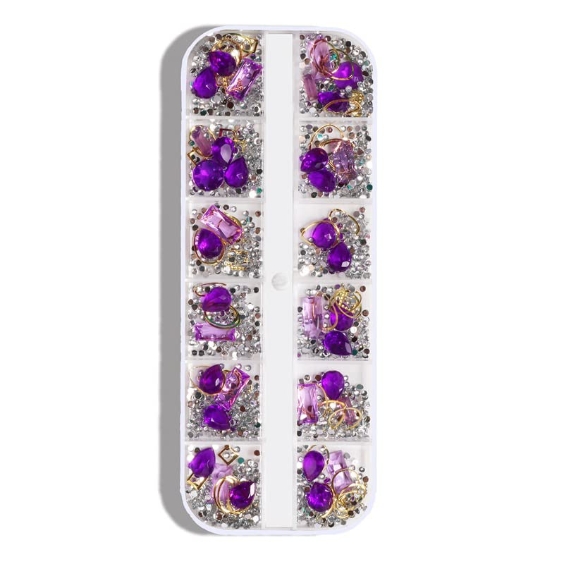 MAYCREATE Nail Art Rhinestones Kit for DIY Manicure Crafts with Colorful Geometry Beads