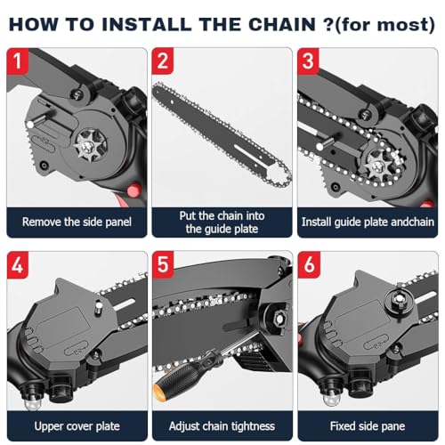 HASTHIP® 4PCS Chainsaw Saw Chain 6 Inches with Guide Rail Universal for Wood Cutting Tree Pruning