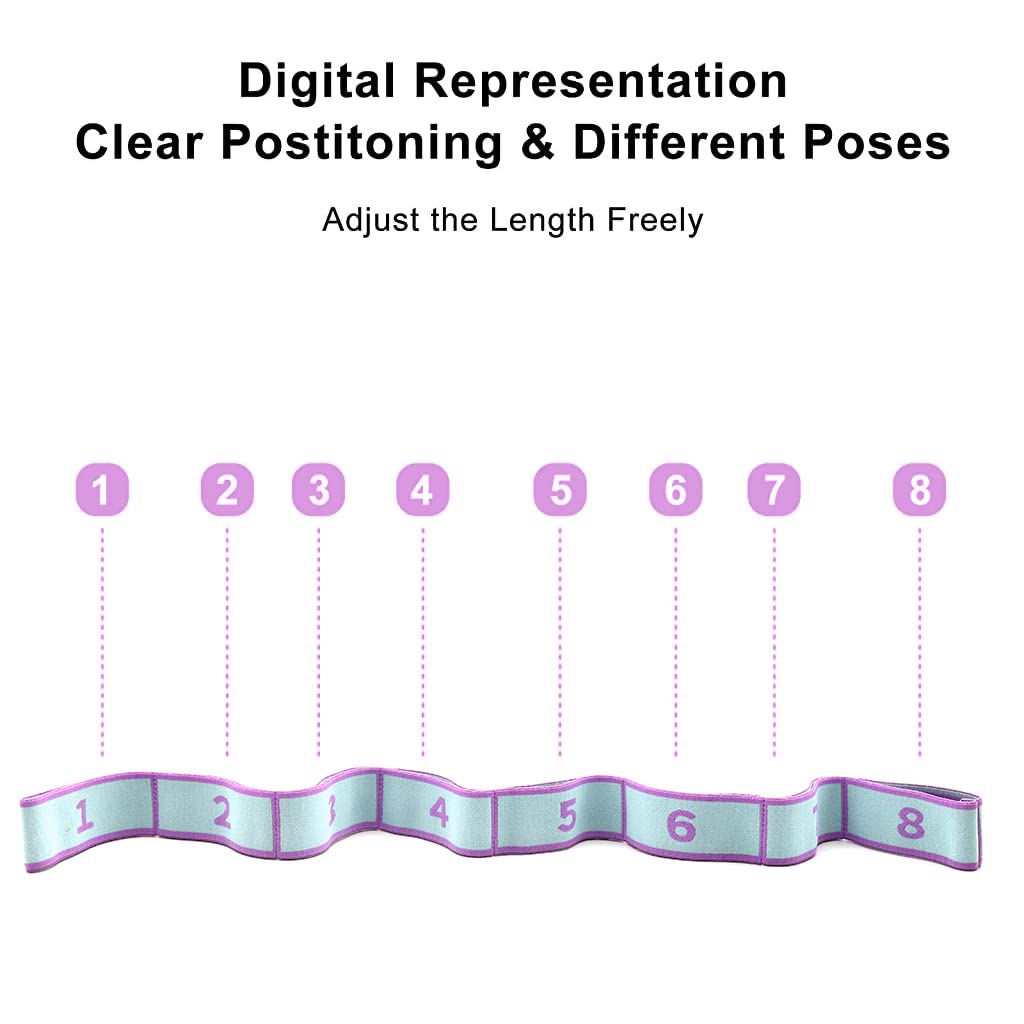 Proberos Yoga Belt for Flexibility and Rehabilitation featuring 8 Loops 85x4 cm Strap | Polyester Cotton