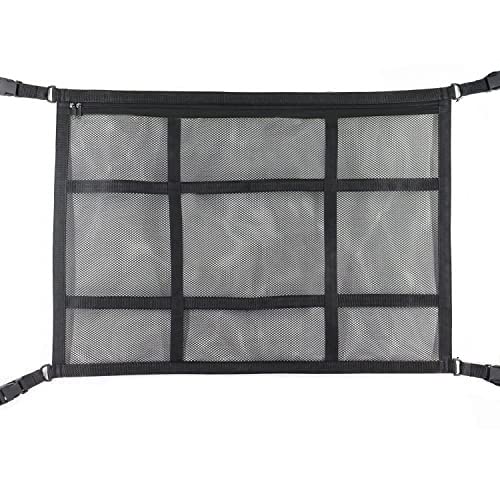 STHIRA Car Ceiling Storage Mesh Net for SUVs and Camping with 9 Straps & Double-Layer Design | 31.5x21.3in Organizer