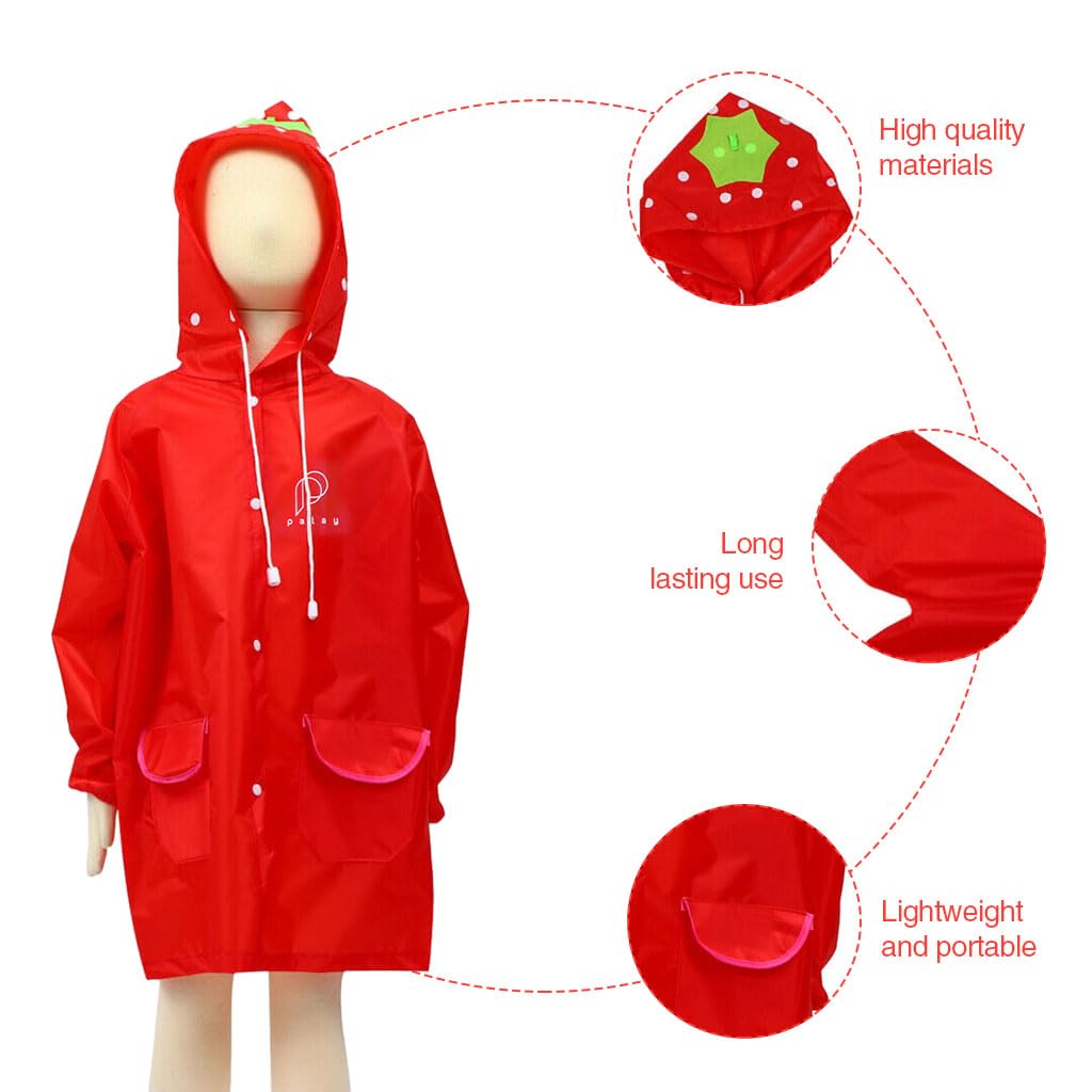 PALAY Raincoat for Kids with Hood and Pockets featuring 65cm Length Polyester Protection