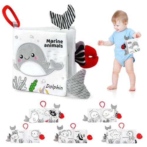 SNOWIE SOFT® Soft Cloth Books for Babies, Ocean Theme Baby Books Baby Toys