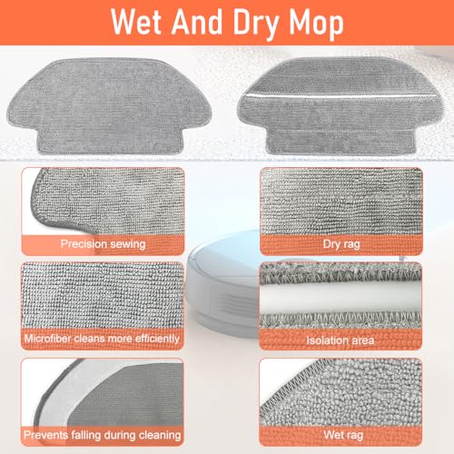 Verilux® Sweeping Robot Accessories Set Compatible for Vacuum S10 Replacement Spare Parts Main Side Brush Filter Mop Cloth 3PCS