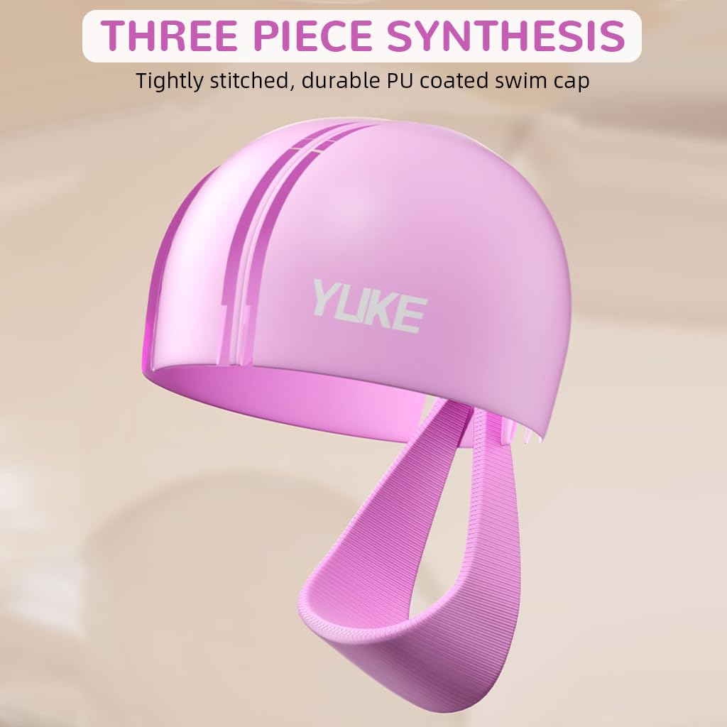 Proberos Swimming Cap for Women with Elastic Headband and Waterproof PU Coating | Pink Hair Protection for Pool and Water Sports