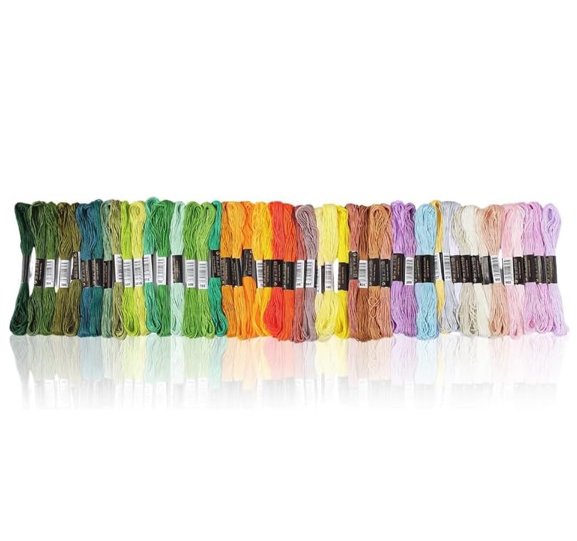 ZIBUYU Embroidery Thread Set for Cross Stitch and Sewing with 50 Skeins Cotton Yarn | Multi Color DIY Crafts