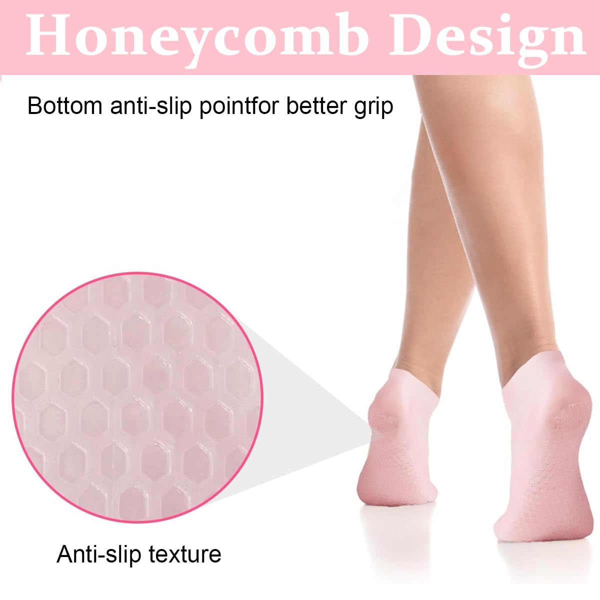 MAYCREATE Silicone Moisturizing Socks for Dry Cracked Feet with Reusable Gel Lining | Home Spa Foot Care