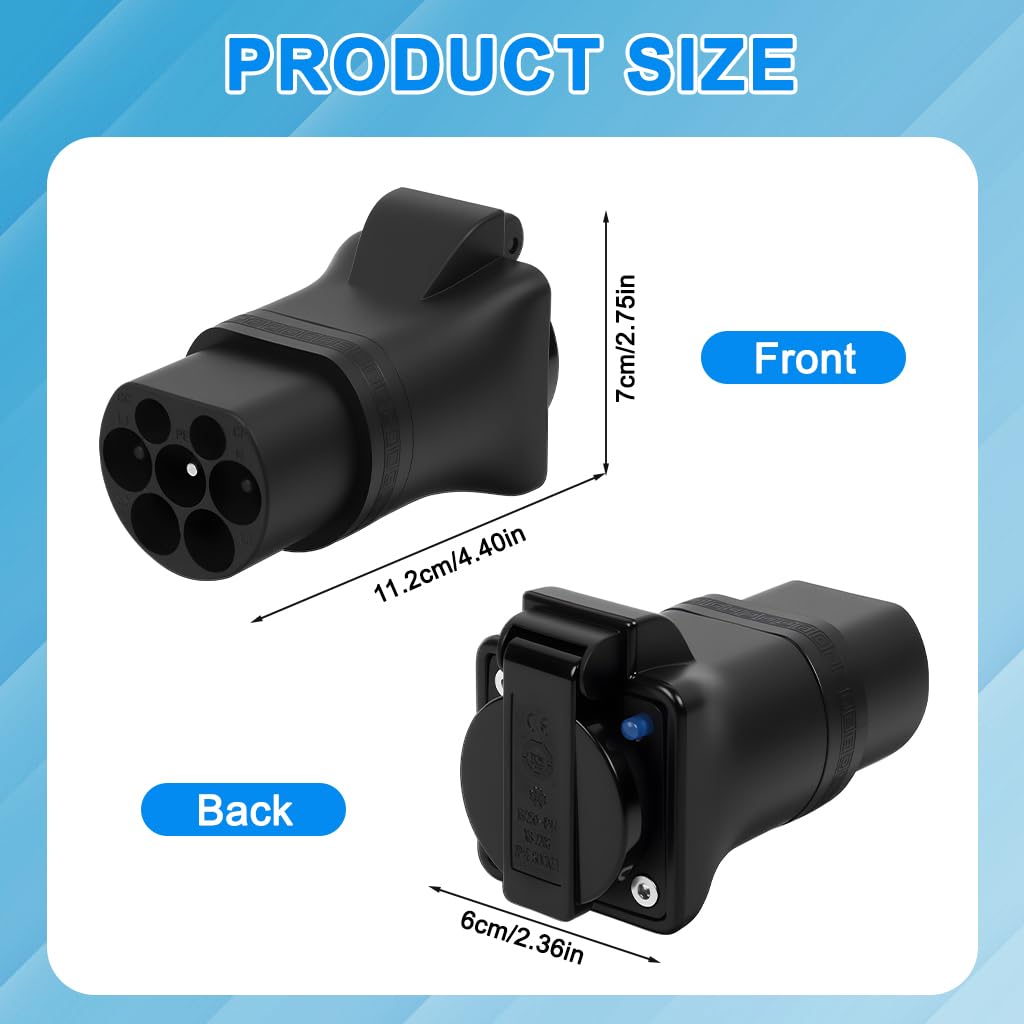 STHIRA Type 2 to Schuko Plug Adapter for Travel and Home Use with 16A 220V Power | Compact and Safe EU Converter