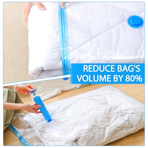 ZIBUYU® 3Pcs Clothing Vacuum Storage Bags with Hand Air Pump, 70x100cm Airtight Clothing Bags, Clear Waterproof Dustproof PE Vacuum Seal Bags, Space Saving Wardrobe Clothing Bags