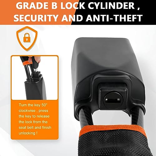 STHIRA® Heavy Duty Car Steering Wheel Lock with Anti-Theft Steel Chain Alloy Core Rubber Coating Keys for Sedans SUVs Trucks