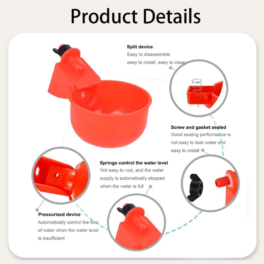 ZIBUYU Automatic Chicken Waterer Cups for Clean Hydration and Easy Backyard Flock Care