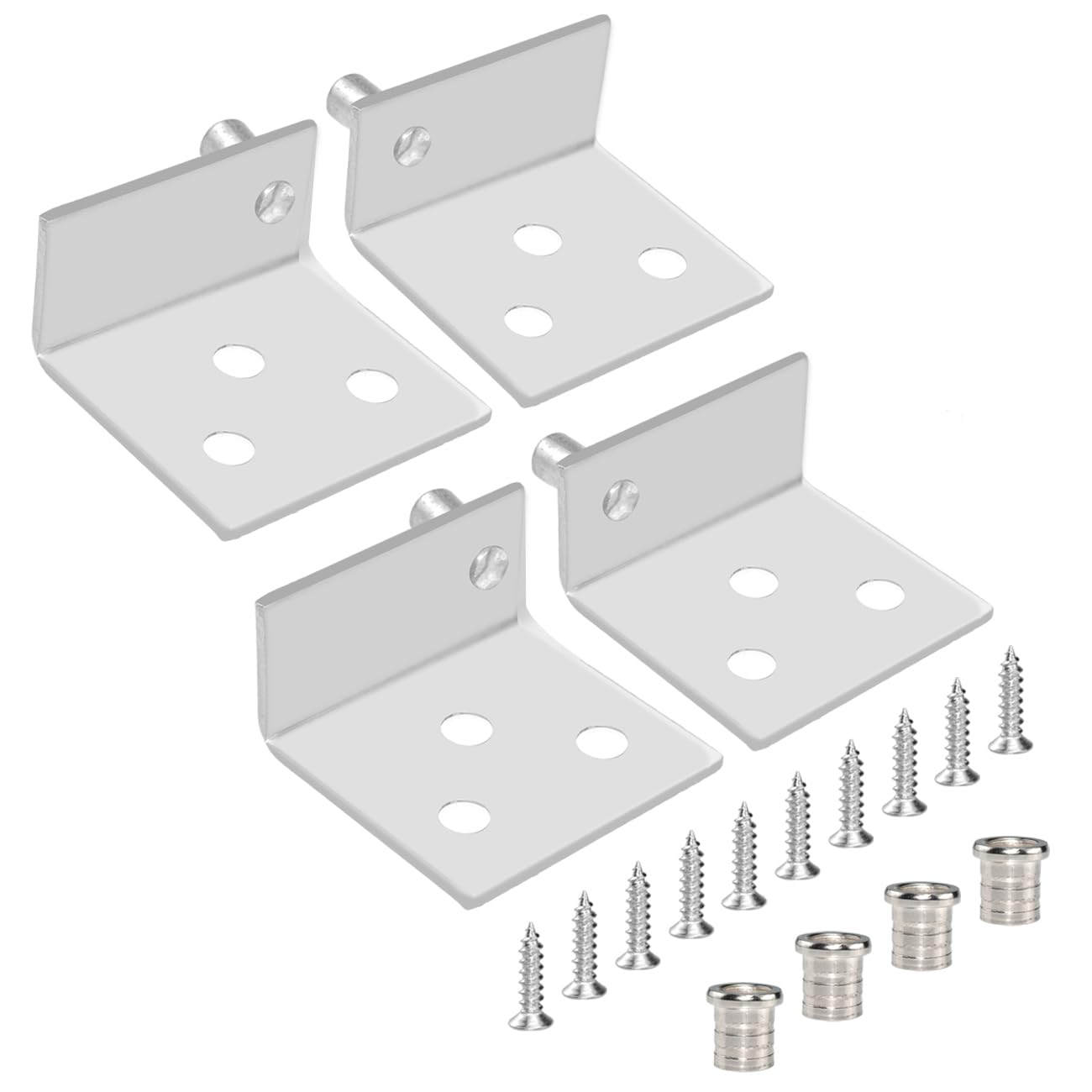 Serplex® 4Pcs Pivot Hinges Stainless Steel Silver Heavy Duty Concealed Shaft Door Hinges with Bushing for Wood Doors, Drawers, Furniture Cabinets, Wardrobe, Showcase, etc-Metallic