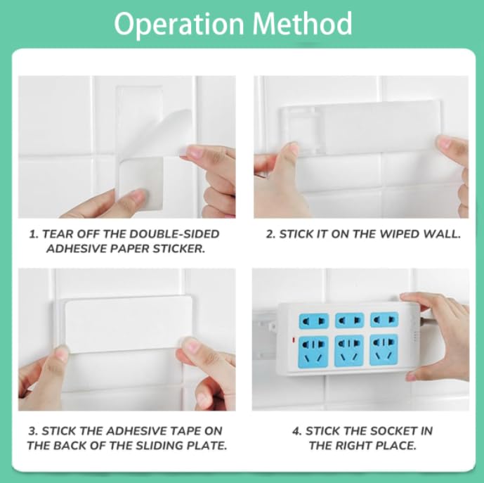 ZIBUYU Power Strip Holders for Wall and Desk Use featuring Punch Free Adhesive | 2 Pack Removable Mounts