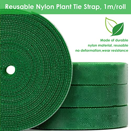 HASTHIP® 20PCS Plant Tie Strap Reusable Nylon Garden Tape Rolls Back to Back Hook and Loop for Tomato Support Tree Ties Cable Organizer 1m/roll