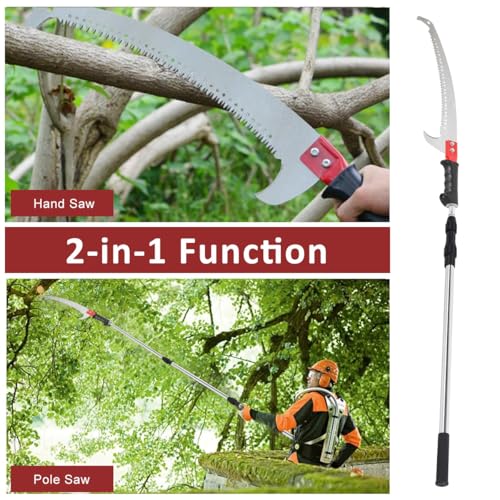 Optifit® Telescopic Manual Pruning Saw 9.8FT Extendable Stainless Steel Pole with Curved Hooked Blade Tree Pruner for Thick Branches 2 PCS