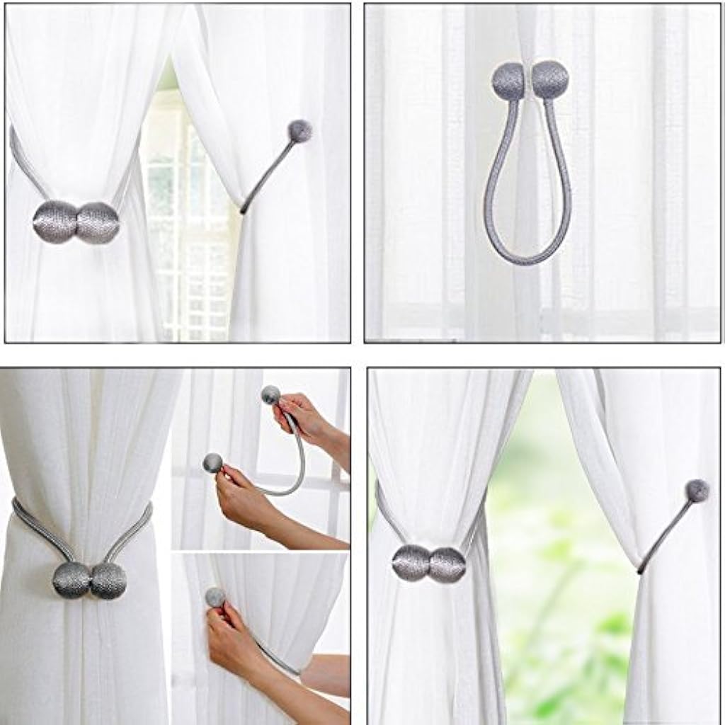 HASTHIP® Magnetic Curtain Tiebacks Clips Rope Holdbacks Weaving Holder Buckles for Home Office Decoration Pack of 2 Solid 3PCS