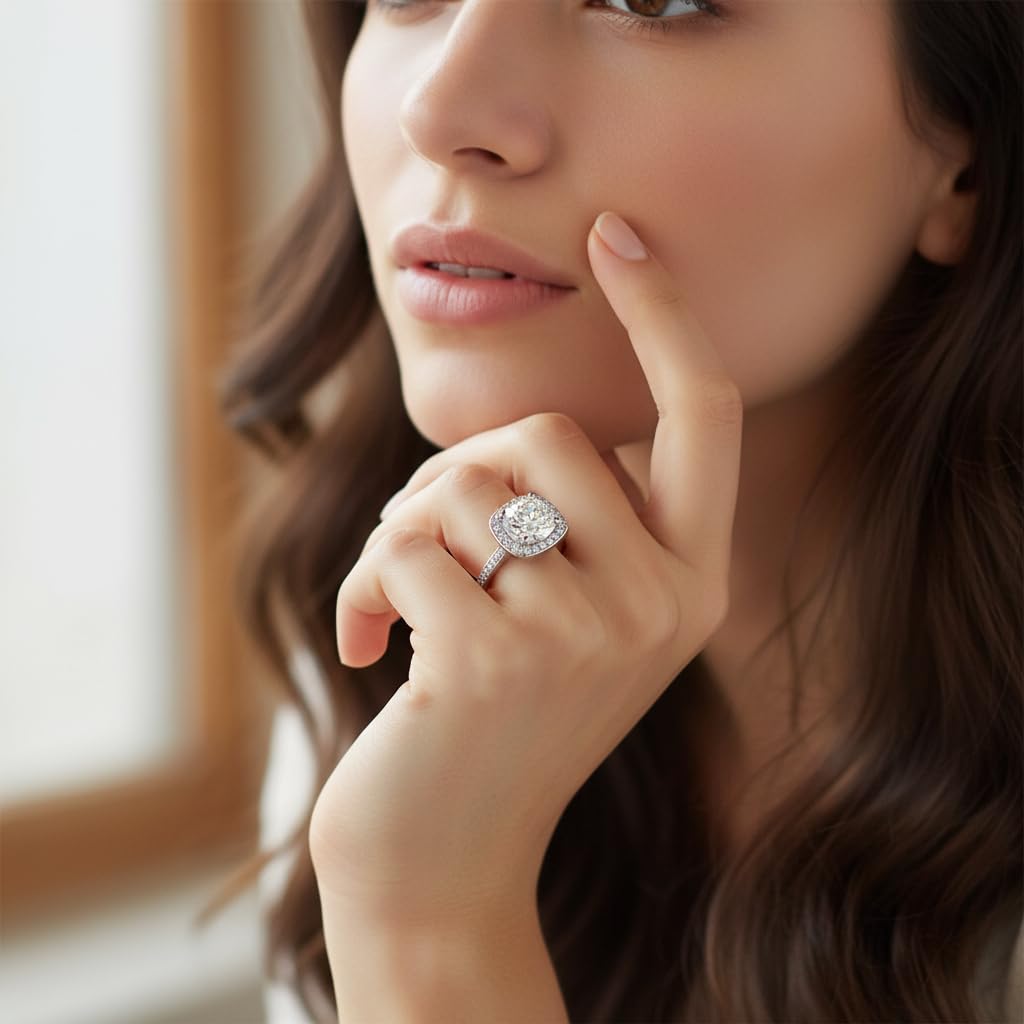Zibuyu Diamond Ring for Daily Wear featuring 2 Carats Round Zircon Open Adjustable Design