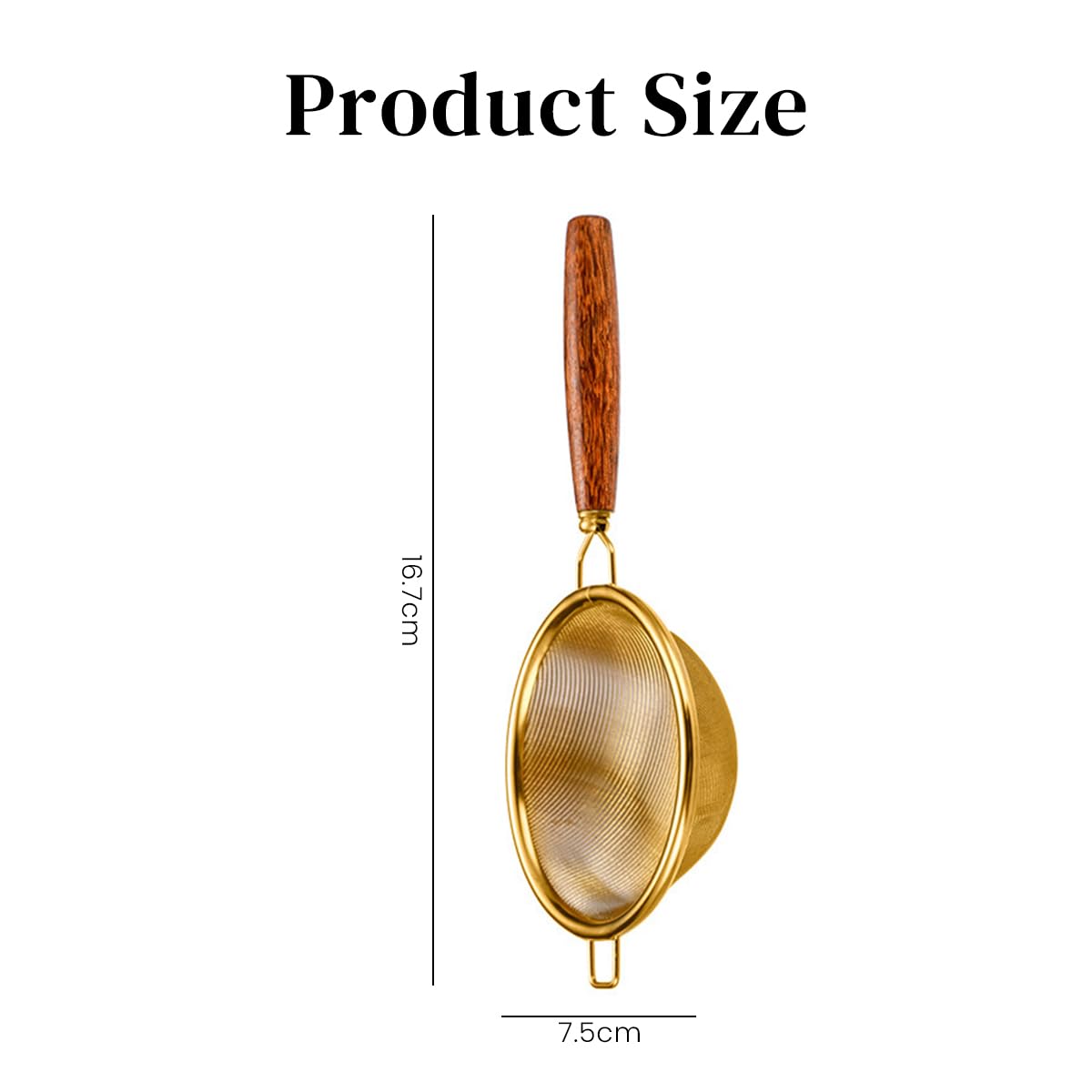 Supvox Mesh Strainer for Loose Tea and Kitchen Use featuring Wooden Handle and 6.57 in Fine Stainless Steel Mesh