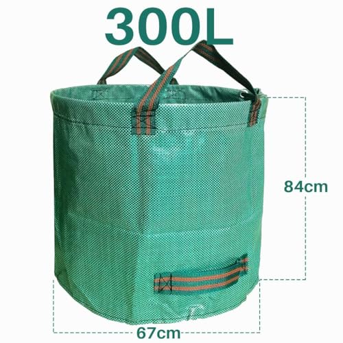 HASTHIP® Heavy Duty Garden Waste Bag 300L Reusable Leaf Yard Trash Container 80 Gallon PP Debris with Reinforced Handles for Lawn Tool Storage Organic Collection 3PCS