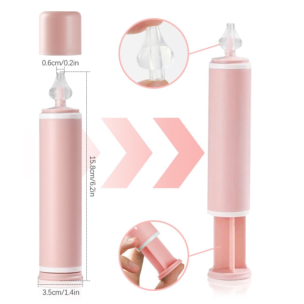 HANNEA Nasal Wash for Sinus Rinse with Soft Silicone Nozzle | 60ml Pink 2PCS Set