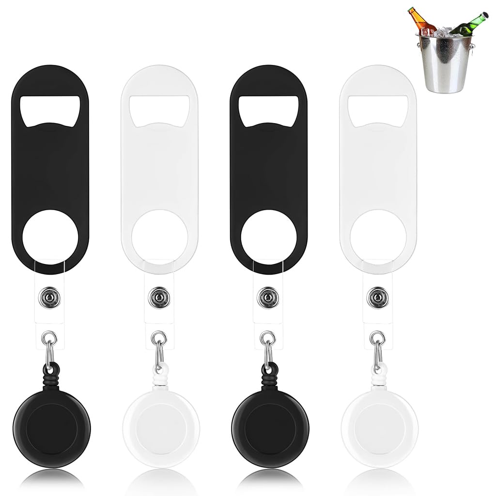 Supvox Bottle Openers for Travel and Camping with Telescopic Design and Belt Clip | Pack of 4 Stainless Steel
