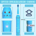 HANNEA® Electric Toothbrush For Kids, Battery Powered brush tooth, Age 3+, Soft Nylon Bristles, Chargeable automatic Tooth Brush With 6 Brushing Modes, 2 Interchangeable Brush Heads(Blue)