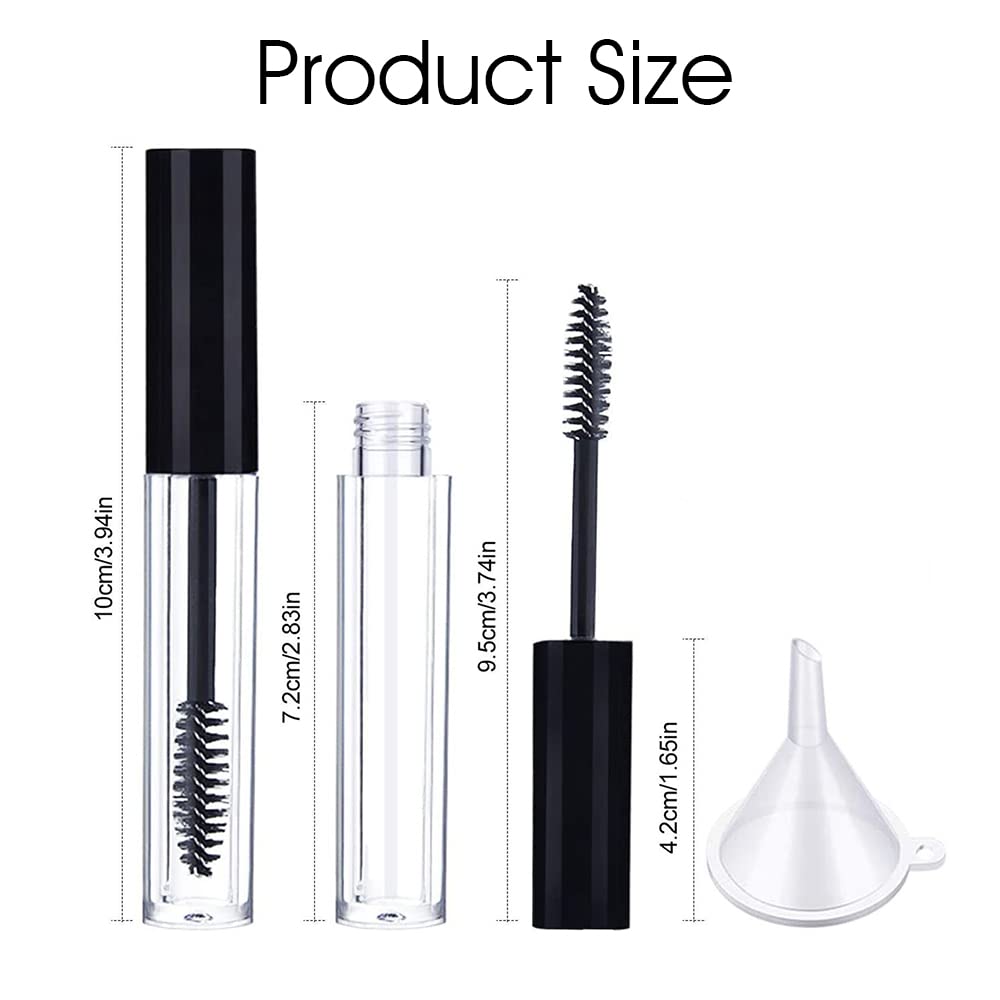 MAYCREATE Empty Mascara Tube 10ml for Castor Oil with Spiral Brush and Funnels | Travel Set