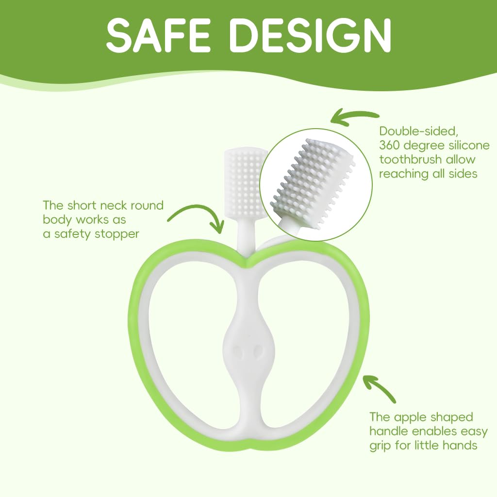 SNOWIE SOFT Baby Toothbrush for 6–24 Months with Double Sided Silicone Design and Easy Grip Handle