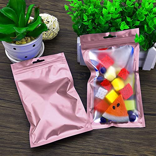 HASTHIP® 300PCS Smell Proof Mylar Bags Chocolate Candy Treat Cookie Resealable Multifunctional Jewellery Hardware Pink 8 X 13Cm Polyethylene
