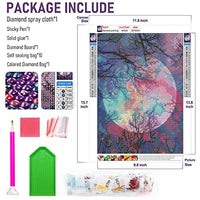 HASTHIP® Diamond Painting Kit, 30 * 40cm Bright Moon Diamond Painting Kits, 5D Diamond Painting Kit for Adults & Kids, Art Wall Hangings Super Moon Night Scene for Home Wall Decor