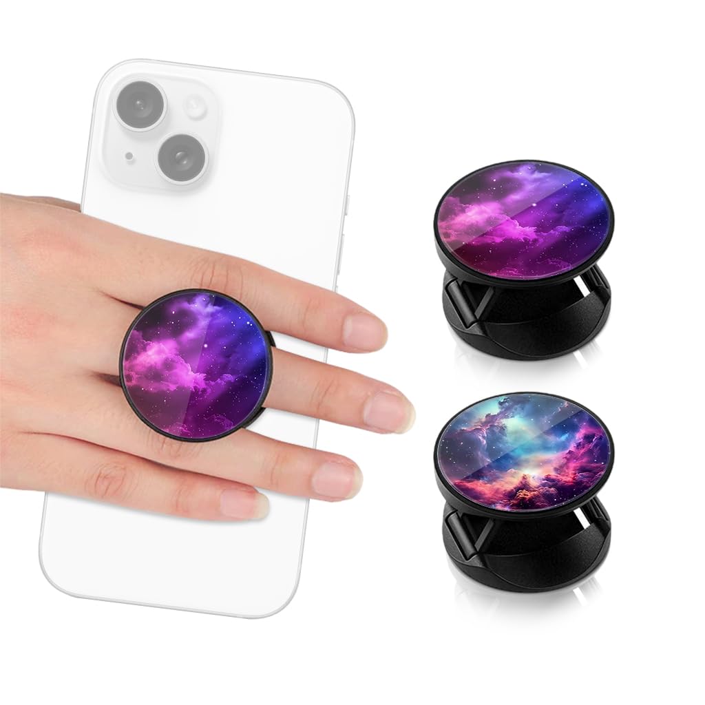 ZORBES® Phone Grip for Phone Case 2 in 1 Folding Phone Grip Phone Stand Dreamy Purple Nebula Fashion Phone Grip 1.57 inches Round Self Adhesive Phone Grip Phone Stand