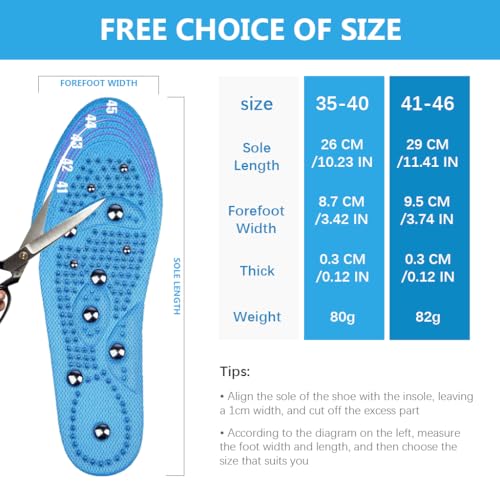 HANNEA® 1 Pair Acupressure Shoe Sole Breathable Magnet Nubs Massager Insoles for Men Women Stimulate Blood Circulation Relieve Tension Acupressure Tools Kit M EU 41-46 2 PCS