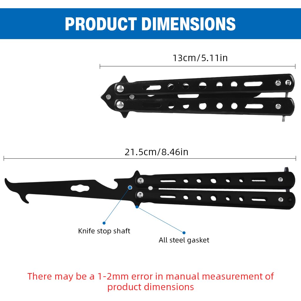 PROBEROS Butterfly Knife Trainer for Beginners with O Ring Latch and 60 40 Balance | Stainless Steel Safe Practice Tool