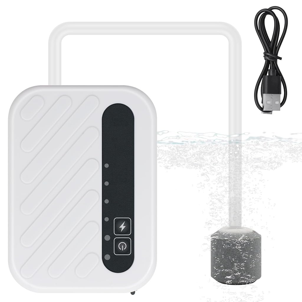 Qpets Small Oxygen Generator for Aquarium and Outdoor Fishing with 45h Battery | Adjustable Flow and Intermittent Mode