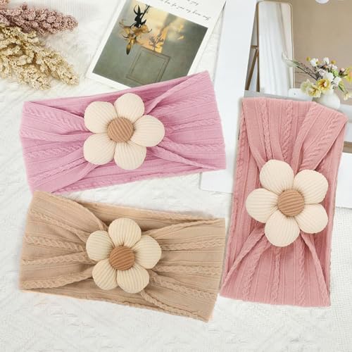 SNOWIE SOFT® 6PCS Baby Headband Stretchy Cute Flower Hairband Set for Girls Bands Shower Gift Newborn Essential Products