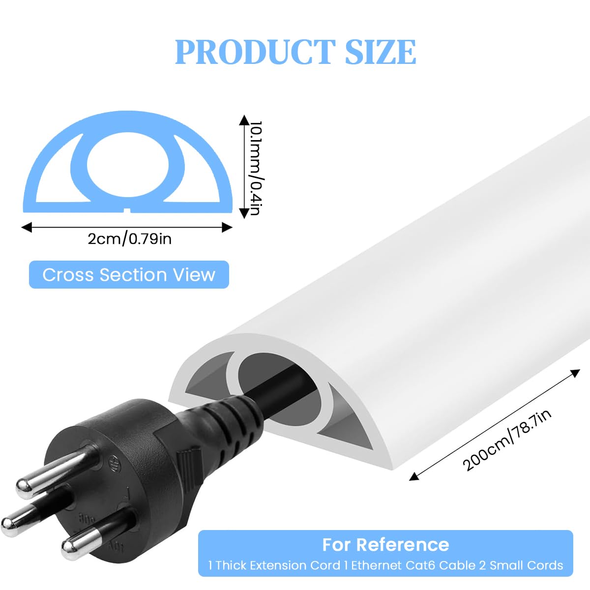 Serplex PVC Cord Cover for Floor and Wall Cable Management 6.6 ft | Self Adhesive Cuttable Design