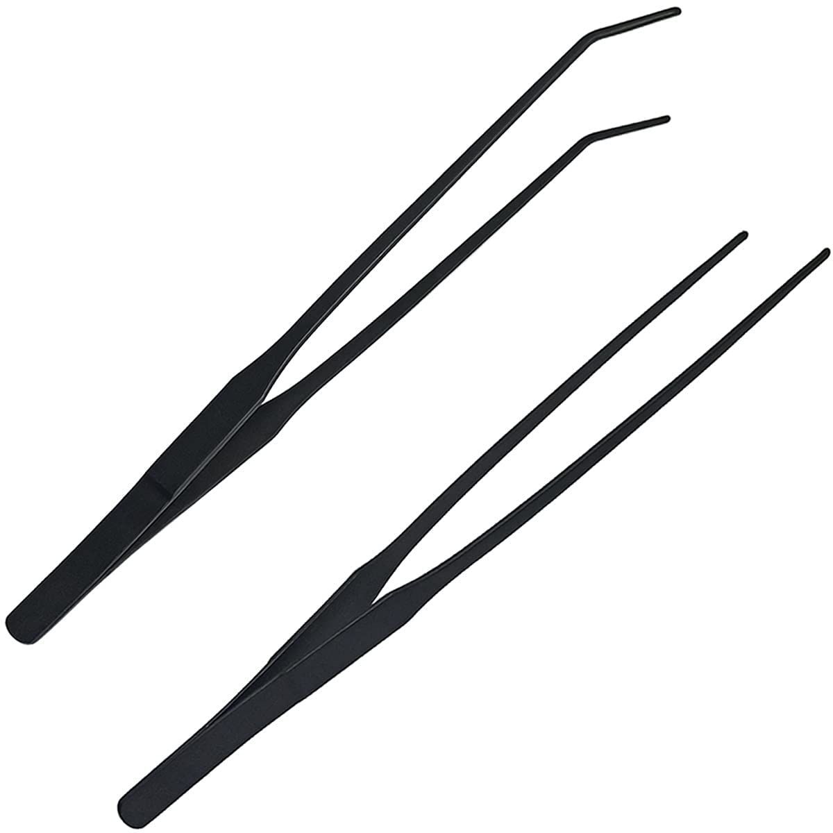 Qpets Aquarium Aquascaping Tools for Fish Tank featuring Pointed and Curved Tweezers 27cm Stainless Steel Set