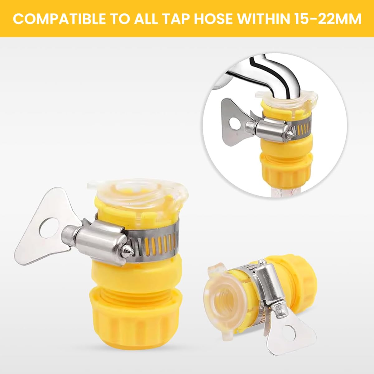 HASTHIP Hose Adapter for Faucet with 2 in 1 Universal Connector for 1/2 inch and 3/8 inch Fittings | 6PCS Set for Gardening and Household Use
