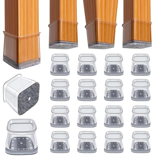 HASTHIP® 48PCS Chair Leg Floor Protectors Felt Padded Non-Slip Silicone for 1-1.5 Inch Tilting Vertical Legs Dining Chairs Bar Stools Office