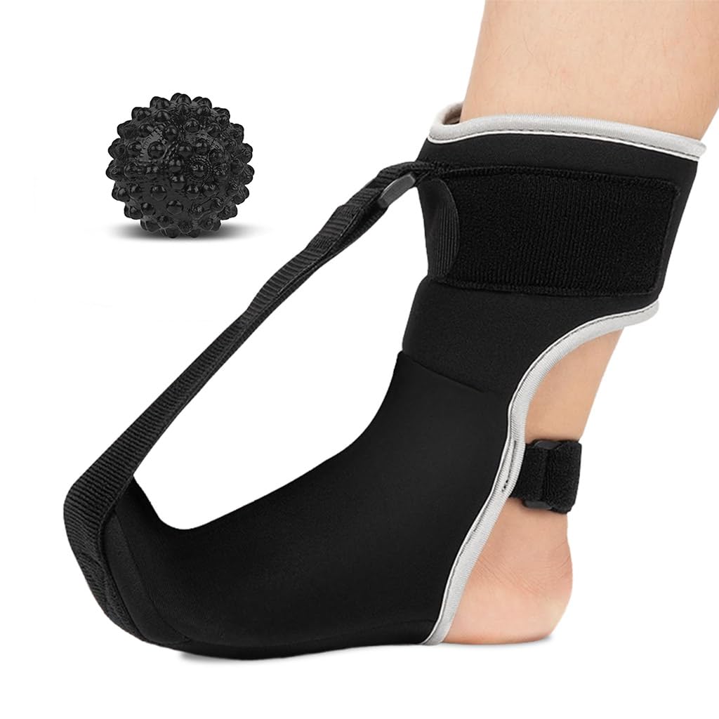 HANNEA® Ankle-foot Orthosis, Foot Drop Splint with Foot Massage Ball Adjustable  Ankle-foot Orthosis Wearable Night Splint for Improve Foot Drop Gentle Foot Support for Pain Relief and Healing